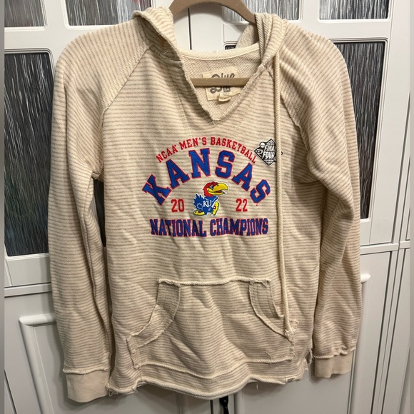 Blue 84 Cream Kansas Jayhawks Hoodie - Picture 1 of 6